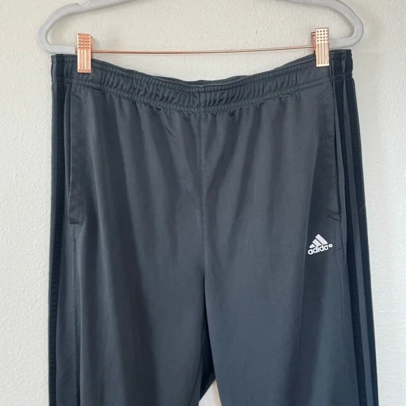 Adidas Track Pants Gray Stretch Tapered Fit Climalite Zip Legs L - Picture 3 of 8